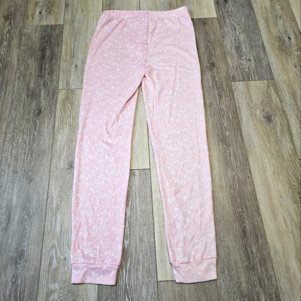 Sleep On It Pajama Pants Pastel Pink Stars Elastic Waist Children's Girl's Large